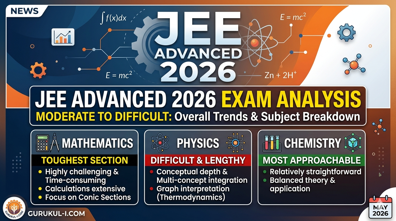 JEE Advanced 2026 Exam Analysis : गणित ने उलझाया, फिजिक्स ने संभाला ; जानें कैसा रहा पेपर का ओवरऑल ट्रेंड​